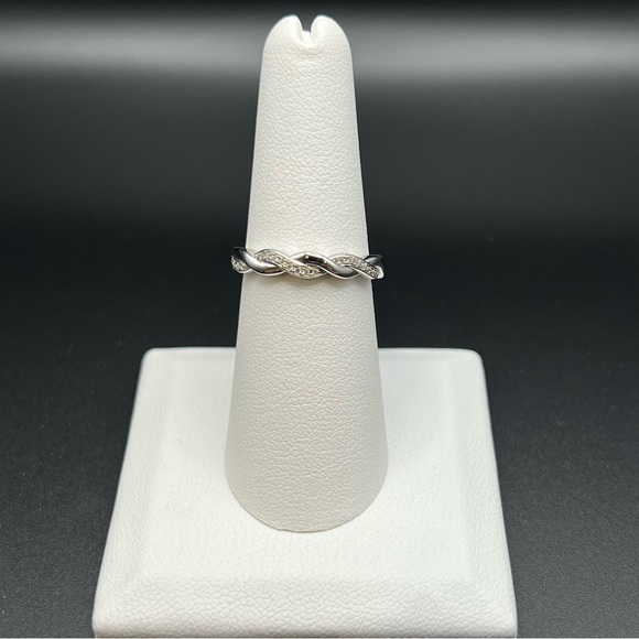 Braided Clear CZ Ring Sterling Silver - Picture 3 of 13